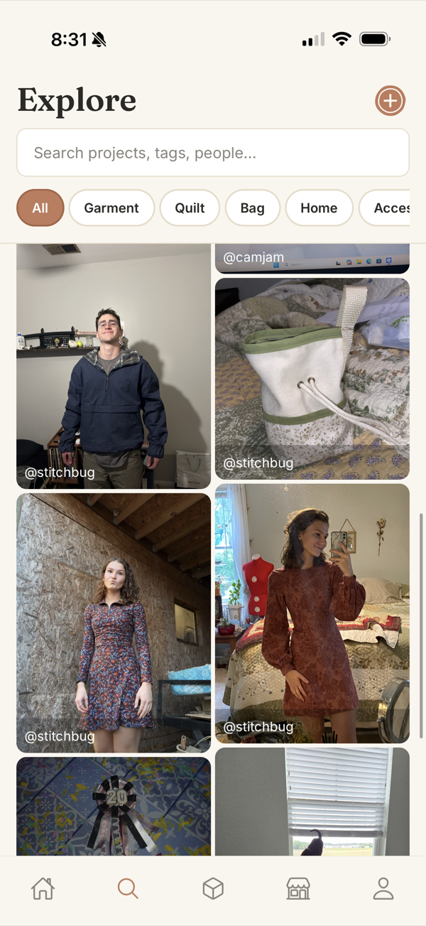 The Explore page for discovering makers and projects