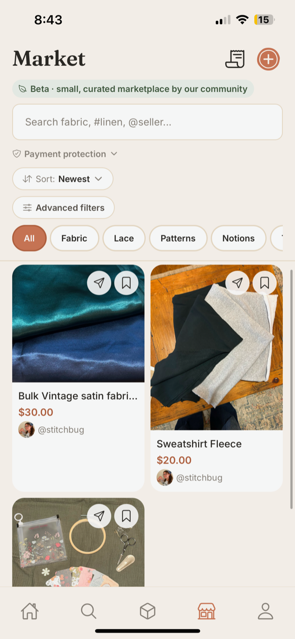 The So You Sew marketplace feed