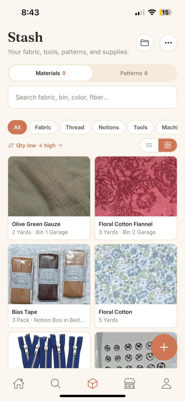 The fabric and supplies stash tracker